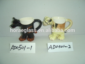 3D pure hand draw cartoon animals ceramic cup mugs with gift