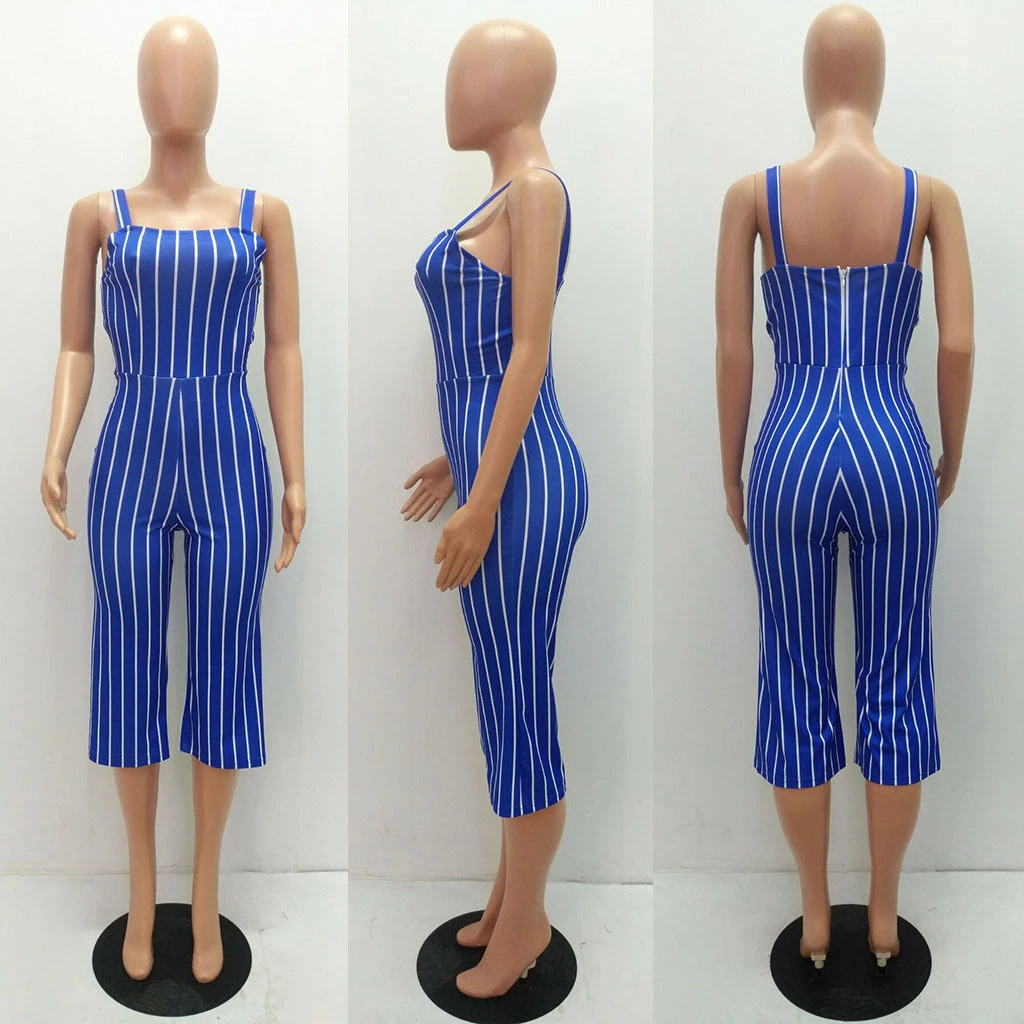 New Season Fall Autumn Custom Woman Bodycon Long Romper Slim Full Overalls Women Sexy Stripped Womens Jumpsuit