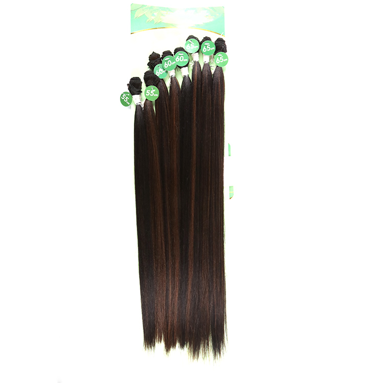 Kanekalon Fiber Hair Straight Wig Brazilian Multi Bundle Synthetic Yaki Weave