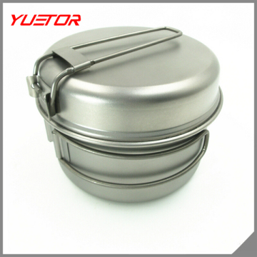 2pcs/set titanium outdoor camping cookwear set