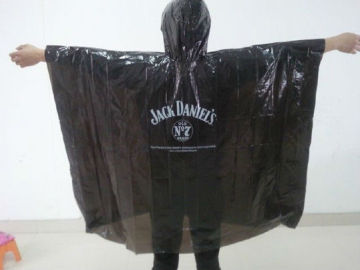 Disposable Black PE Rain Poncho