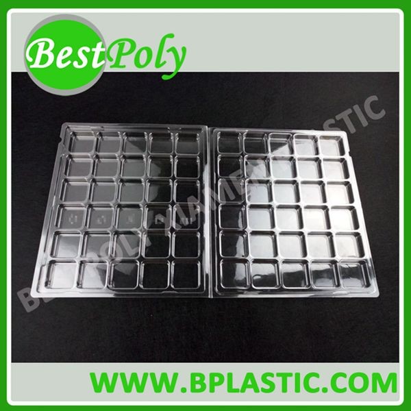 Customized clamshell plastic box for chocolates, cookies