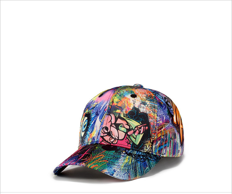 Man skull cap abstract doodle baseball cap