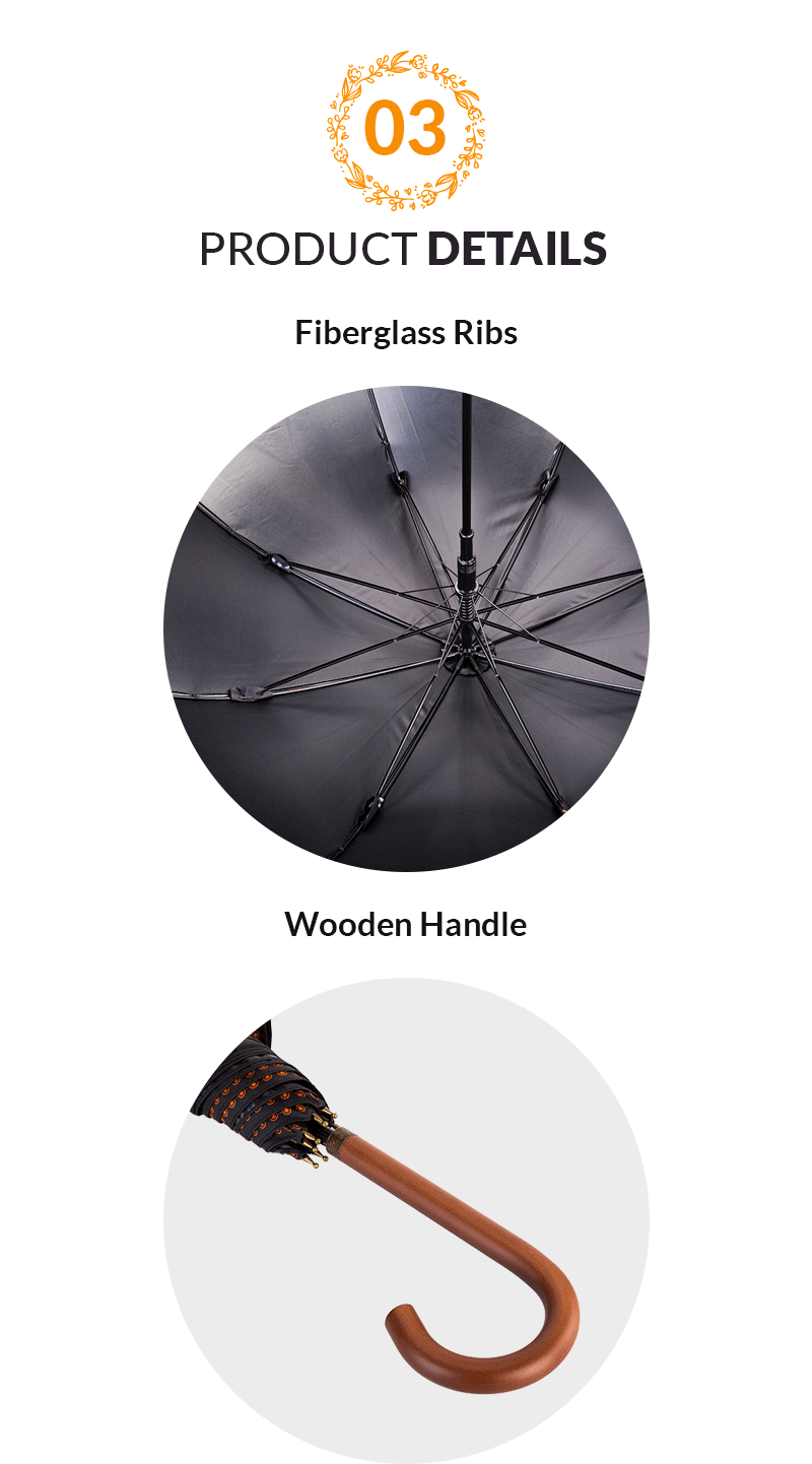 bâton parapluie en bois stick umbrella wooden