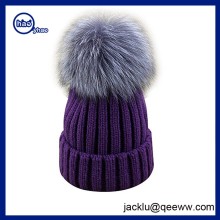 2017 Women's Winter Hand Knit Faux Fur Pompoms Beanie Hat