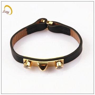 Stainless Steel Leather Bracelet Fashion Genuine leather Bangle