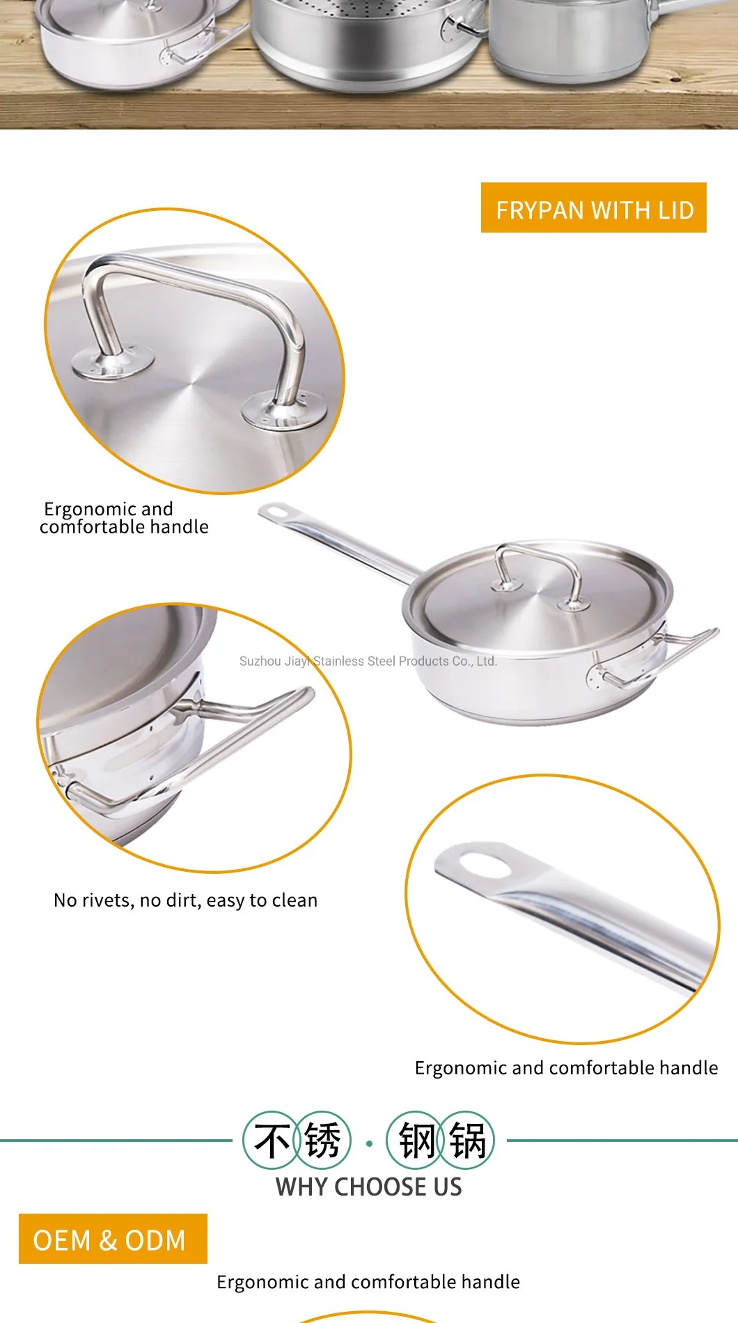Penjualan Yang Baik Pabrik Direct Triply Saucepan Casserole Stainless Steel Antilengket Pan untuk Dapur