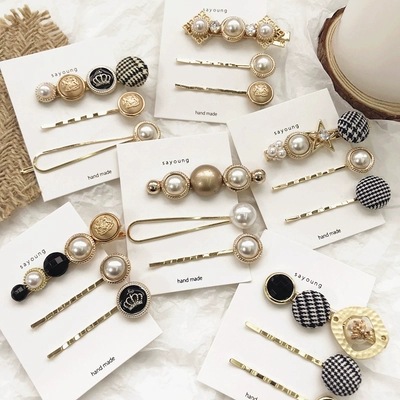 newest hair accessory set packaging 3-pcs set hair clip women gold bobby pins set