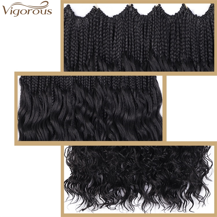 Vigorous Top Quality High Temperature Messy Goddess Box braids Synthetic Crochet Braid 18inch Braided Hair Extension For Women