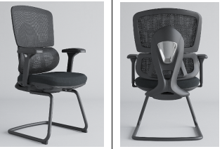 Cadeira cantilever de malha preta com braços Black Mesh Cantilever Guest Chair with Armrests
