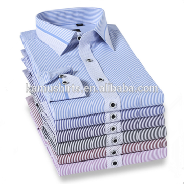 mens shirts slim fit contrast color collar and cuff dress shirts vertical striped men's shirt