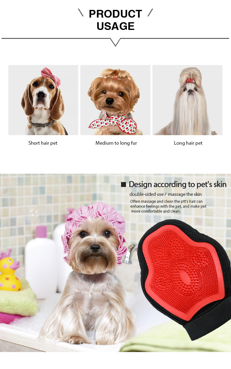 Factory Wholesale Multifunction 2 IN 1 Pet Washing Glove Pet Cat Dog Deshedding Grooming Glove Brush