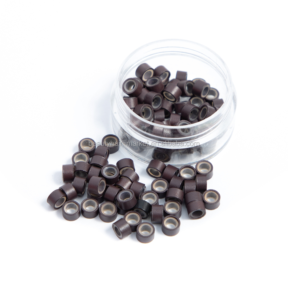 Microlink beads with silicone inside 4.5*2.0*3.0mm 1000Pcs/Bottle Hair Extension tools for Micro ring Hair Extensions