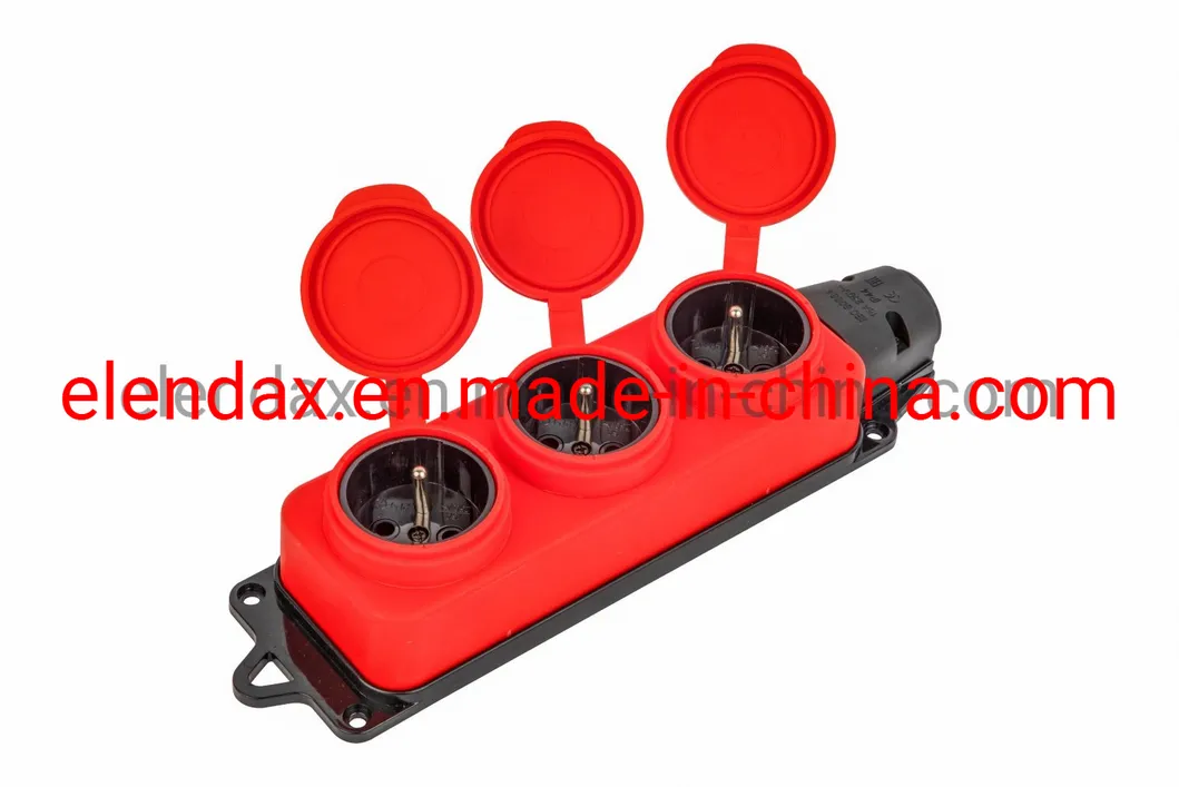 2-Gang Rubber Socket with Covers IP44
