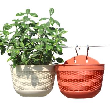 Imitation Rattan Wicker Wall Hanging Flower Pot Basket Balcony Garden Planter Hanging Baskets