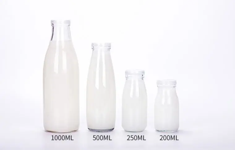 Clear Empty Container Milk Juice Glass Pudding Bottle with Plastic Cap