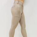 Póca taobh beige Stretchy Eachaíocht Breeches Mná