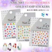 Summer type nail art flowers series gold stamp stickers