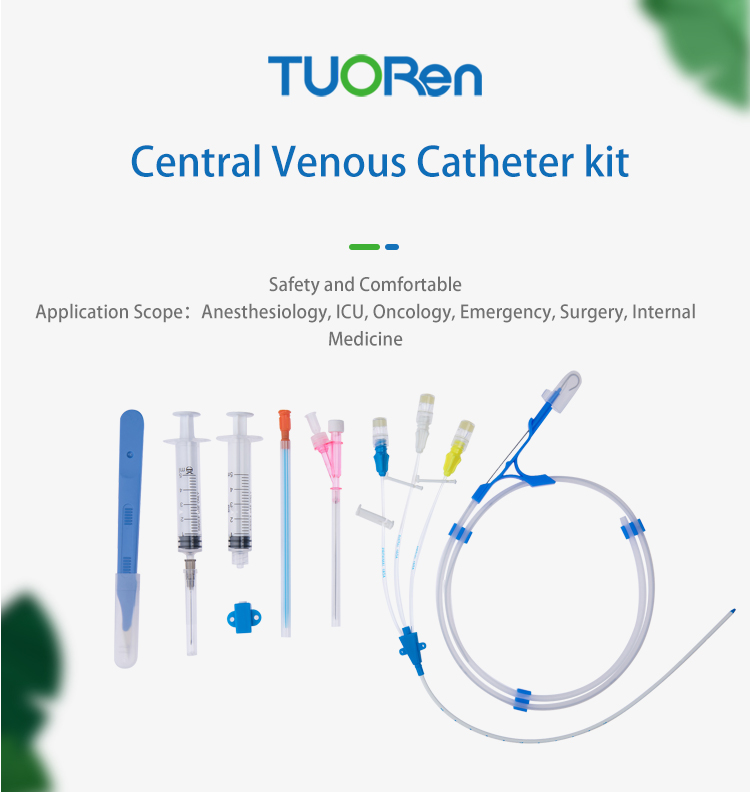 Disposable single use central venous catheter nursing kit and cvc set