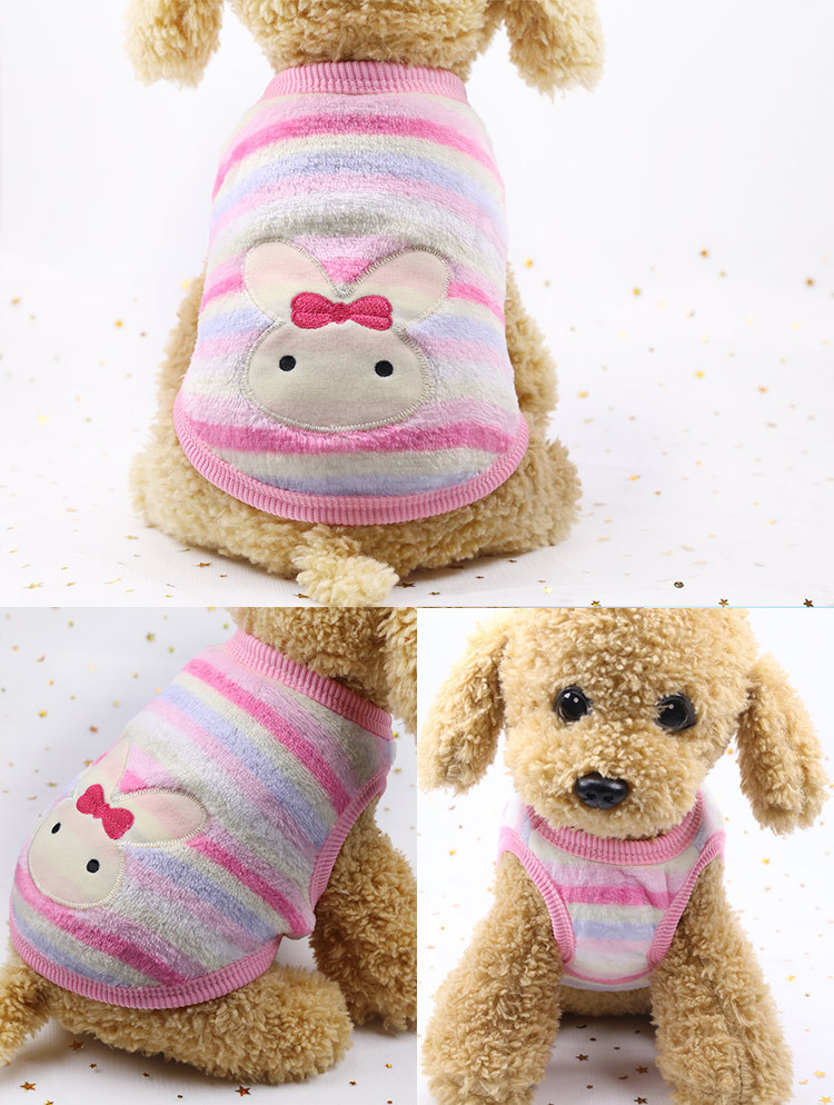 Hot Selling Cartoon Flannel To Keep Warm Teacup Dogs Small Milk Dogs Cats Teddy Clothes Vest Pet Products