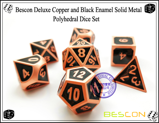 Bescon Deluxe Kupfer und Schwarz Emaille Solide Metall Polyhedral Rolle Spielen RPG Spiel Würfel Set (7 Ster in Pack) -3 Bescon Deluxe Copper and Black Enamel Solid Metal Polyhedral Role Playing RPG Game Dice Set (7 Die in Pack)-3