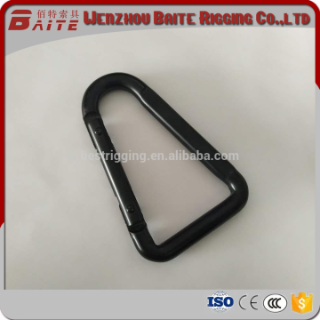 Steel Carabiner Oblique Angle black Snap Hook with two rivets,detal snap hooks, triangle spring hook