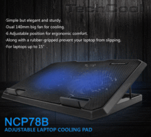 Certificate CE RoHS notebook air cooling portable black pads cooler stand