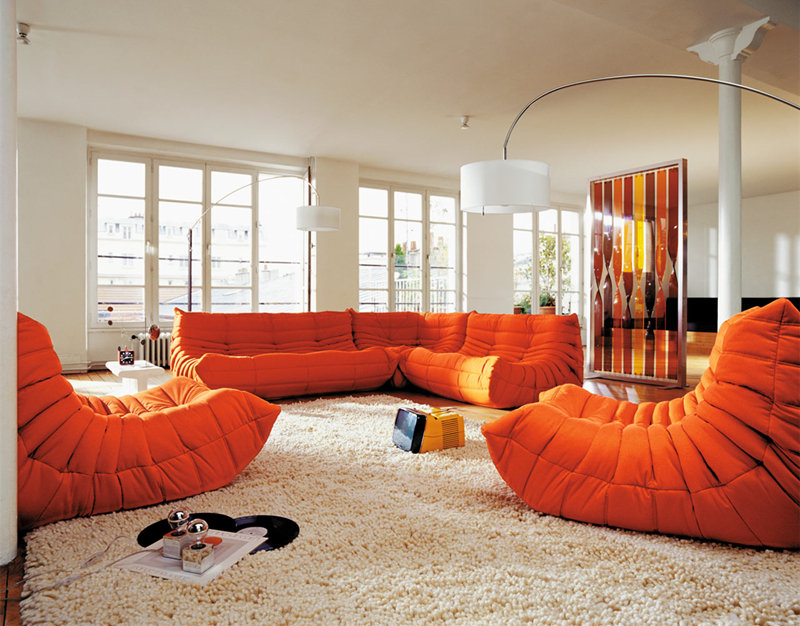 Red-Fabric-Togo-Sofa-Combination Red-Fabric-Togo-Sofa-Combination