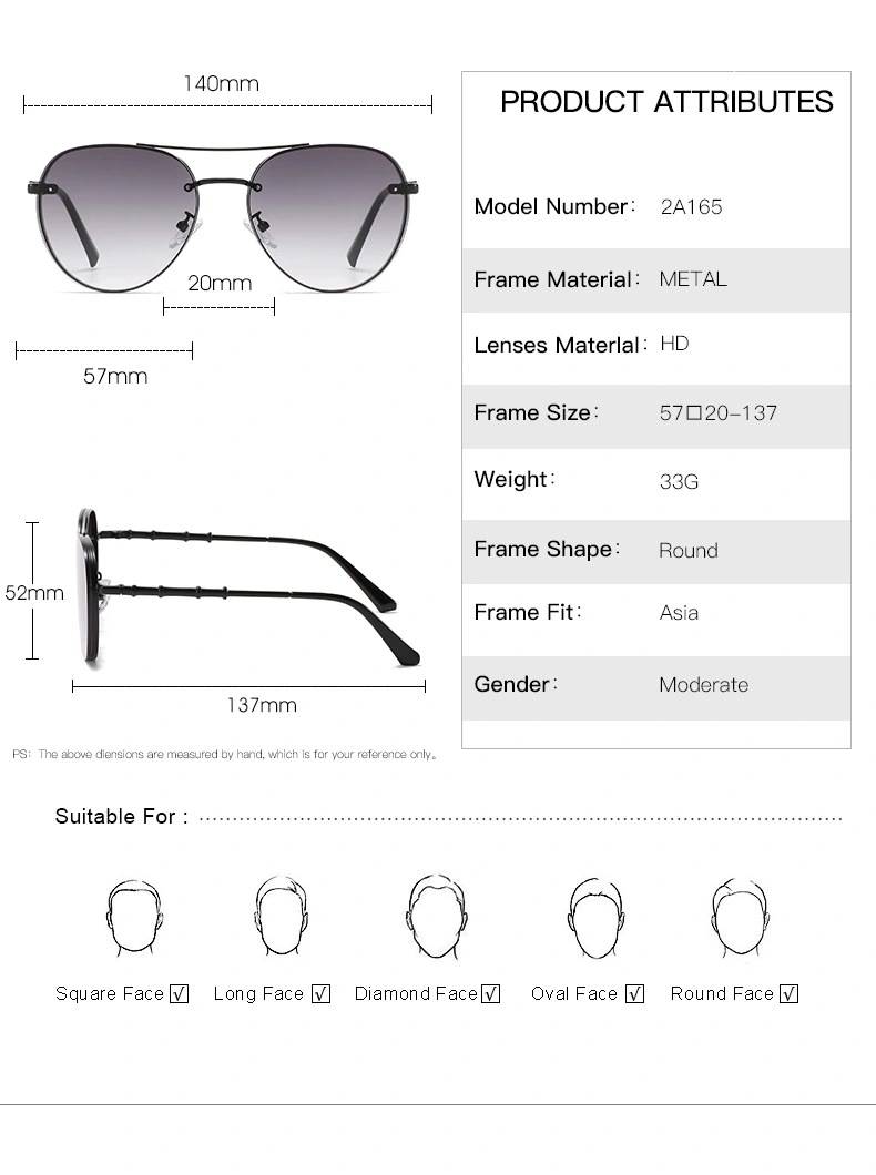 2020 Designer UV400 Metal Sunglasses