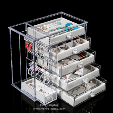 Customized clear acrylic jewelry organizer.