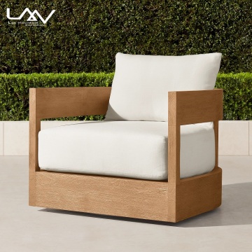 Modern Leisure Patio Garden Sets: Teak Swivel Lounge Chair
