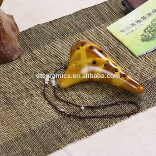 Hot sell 12 Hole Ceramic Ocarina yellow key of AC