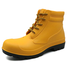 Yellow laced up ankle pvc safety boots