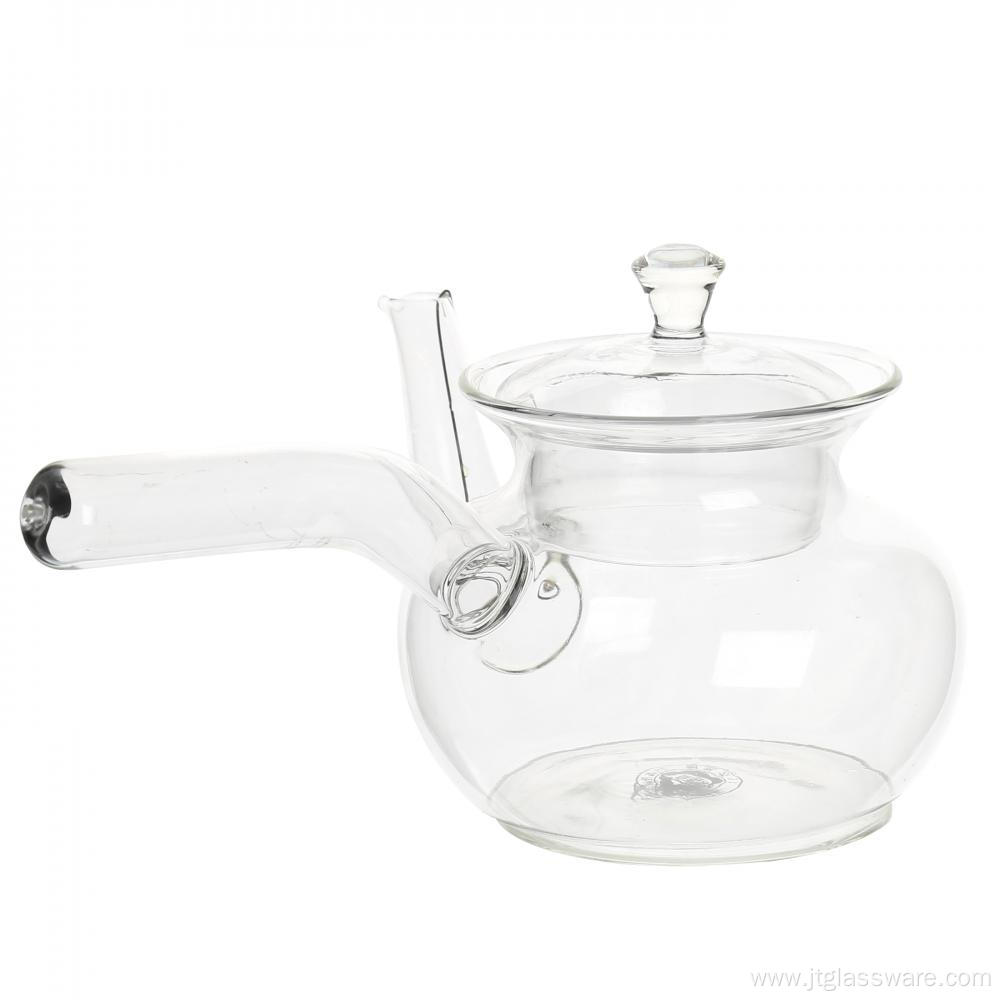 Clear Glass Kongfu Teapot With Long Handle