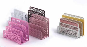 Metal Punch Pattern Office Organizer Letter Holder