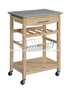 Pine wood kitchen island with granite top