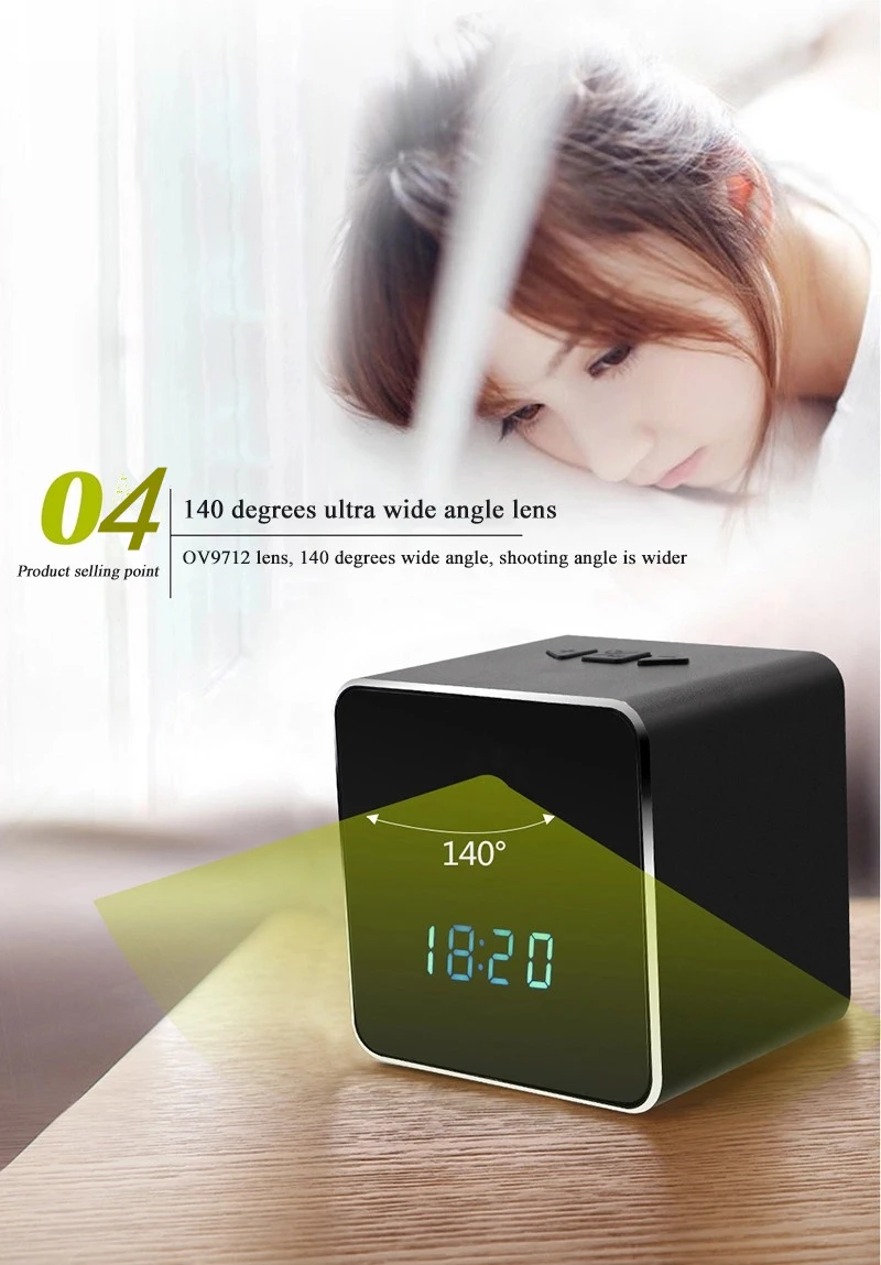 4K/2K/1080P P2p IR Night Vision WiFi Hidden Bluetooth Alarm Clock Camera with Mirror Function