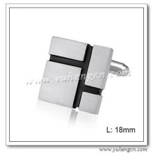 Brushed Metal Cufflinks, Black Enamel Cufflinks