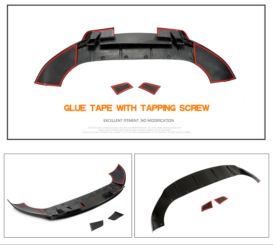 JCSPORTLINE Carbon Fiber Front Bumper Lip for Porsche Cayenne Sport Utility 4-Door 2018-2019