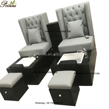 PronneBeauty New Model Black Wood Base Nail Salon Massage Spa Pedicure Chair with Footbath