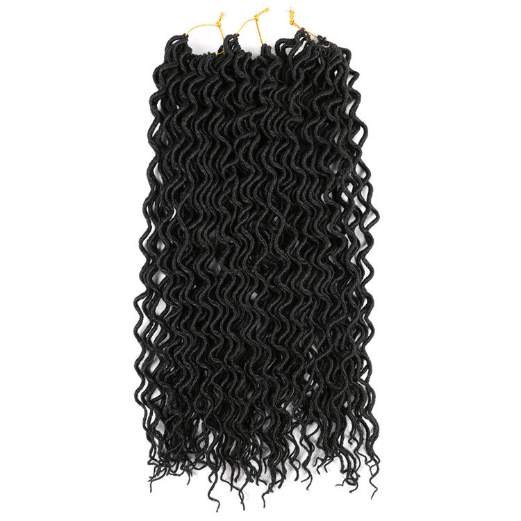 Wholesale 18 inch Curly Faux Locs Wavy Goddess Locs Crochet Hair Braids Pre looped Synthetic Hair Extension Wavy Soft Dreadlock