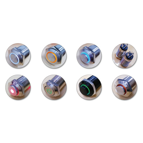 Self-locking M12mm waterproof metal button with light