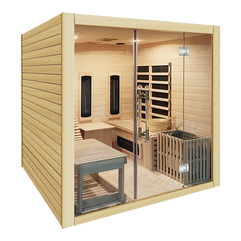Traditional Style Indoor Wooden Infrared dry steam sauna room