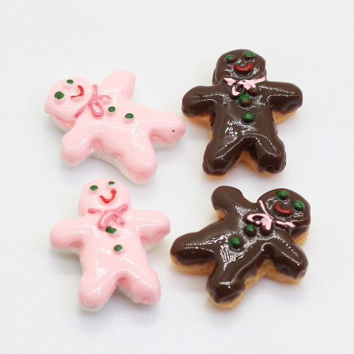 20*24mm Kawaii Gingerbread man vormige Mini Hars Bedels Kralen Slime Handgemaakte Craft Decor Cabochon Christmas Party Boom spacer