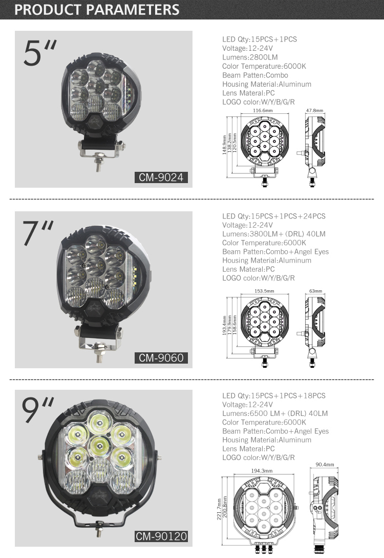 Γύρος 5 "10-30V 30W υψηλής απόδοσης οδήγησε φως οδήγησης, offroad φορτηγό ATV UTV μοτοσικλέτα οδήγησε φως εργασίας