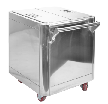 Flour storage trolley with universal wheels