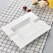 Custom White Ceramic Rectangular Fine Bone China Ashtray Logo Design