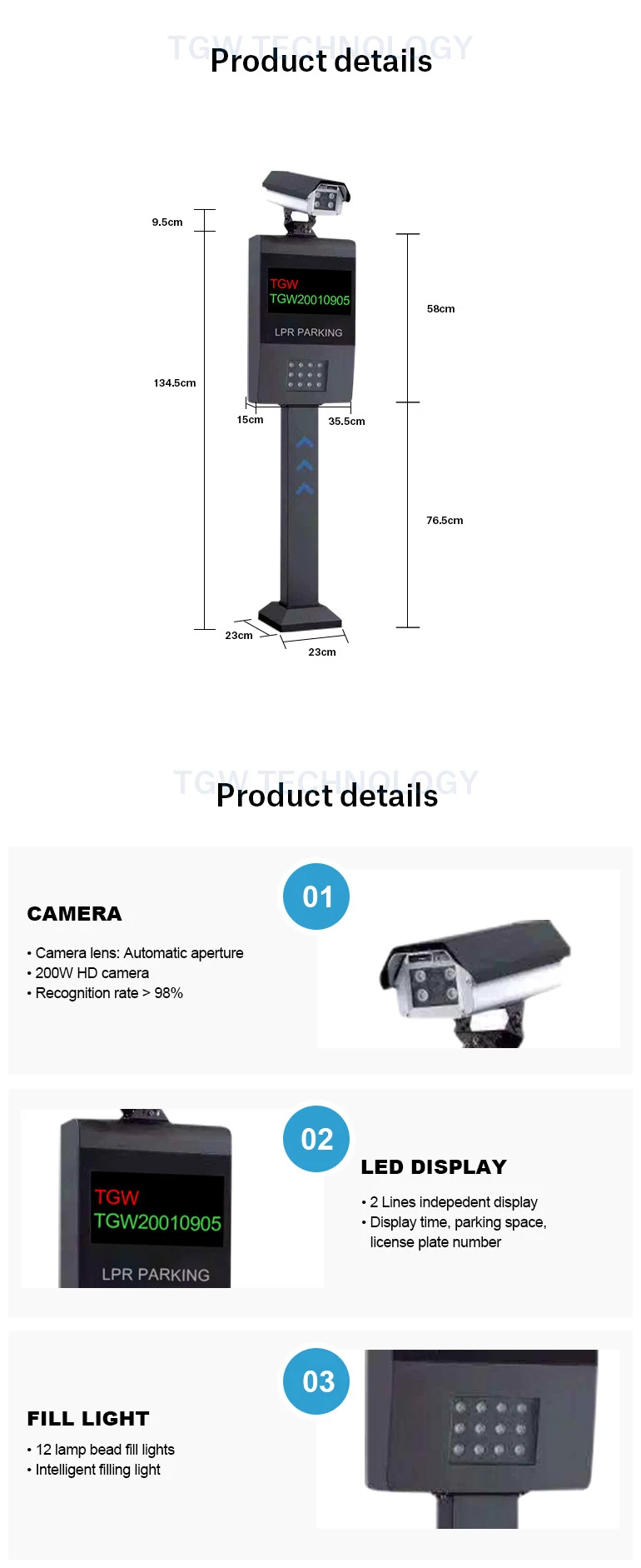 Vehicle Parking Control License Plate Recognition Number Sensor Parking Equipment