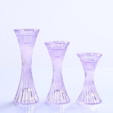 Set van 3 kristallen glazen pilaar en taps toelopende kaarsenhouder