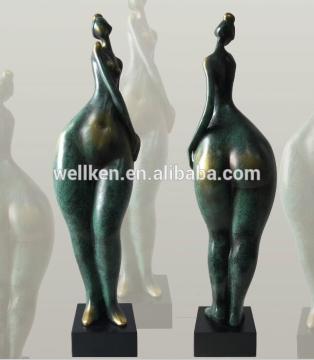 resin bronze fat lady figurines